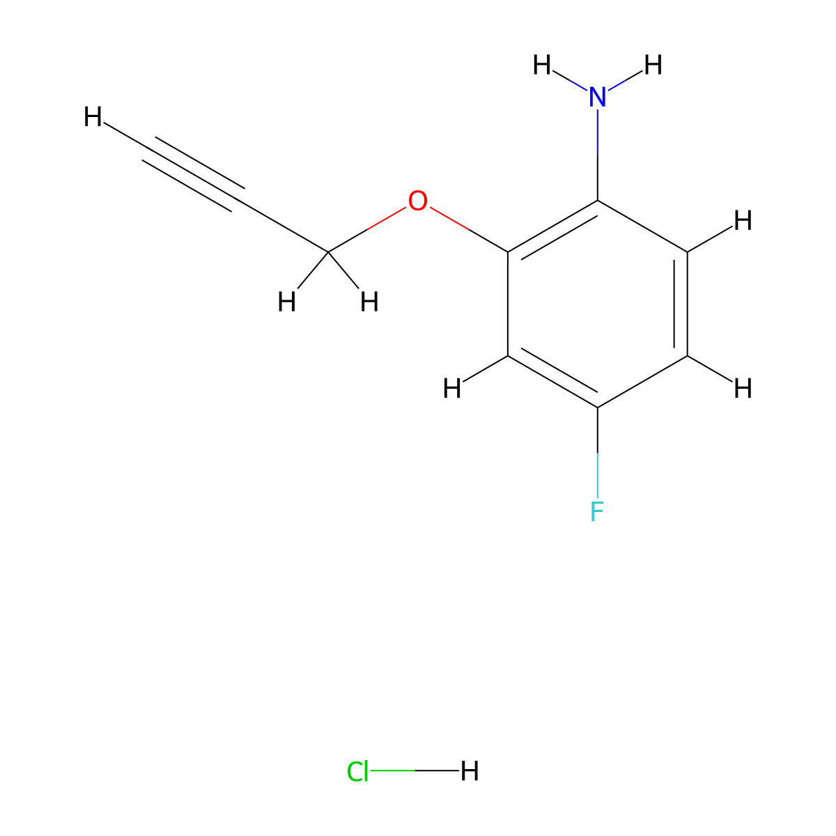 4-Fluoro-2-(prop-2-yn-1-yloxy)aniline hydrochloride molecular structure, CAS 1354950-12-1