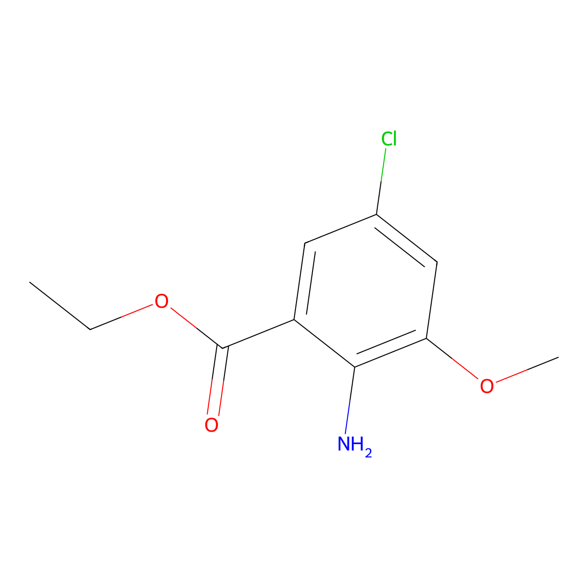 Ethyl 2-amino-5-chloro-3-methoxybenzoate molecular structure, CAS 1354950-15-4