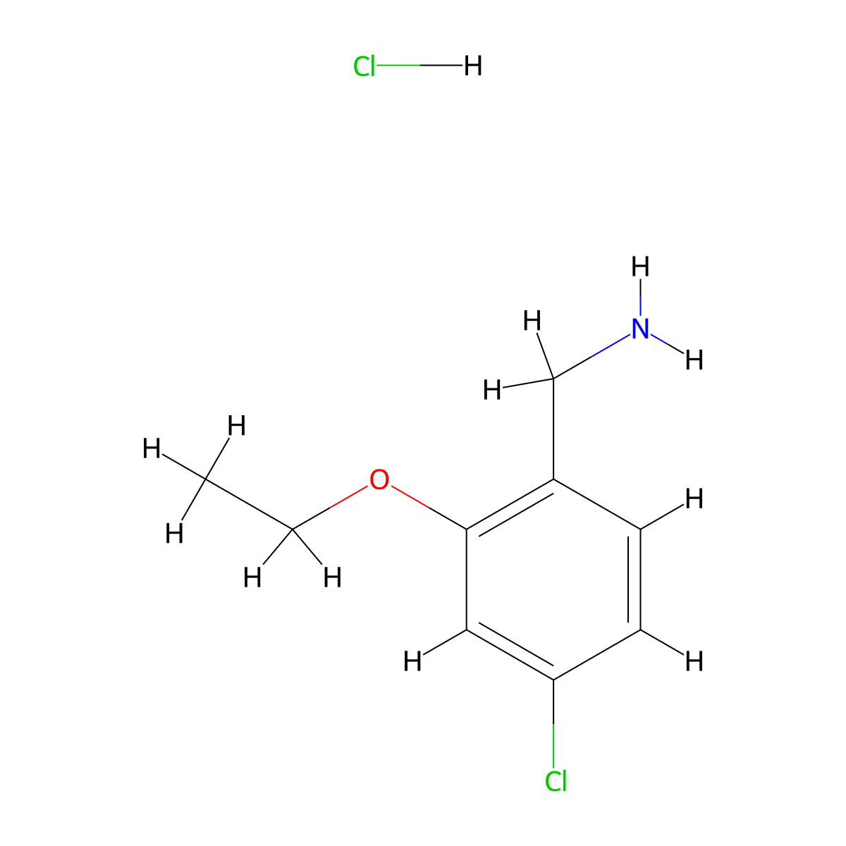 (4-Chloro-2-ethoxyphenyl)methanamine hydrochloride molecular structure, CAS 1354950-17-6