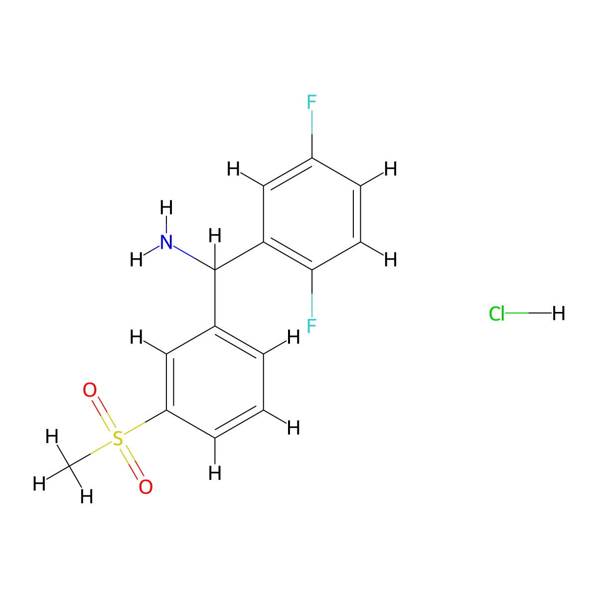 (2,5-Difluorophenyl)(3-methanesulfonylphenyl)methanamine hydrochloride molecular structure, CAS 1354950-19-8