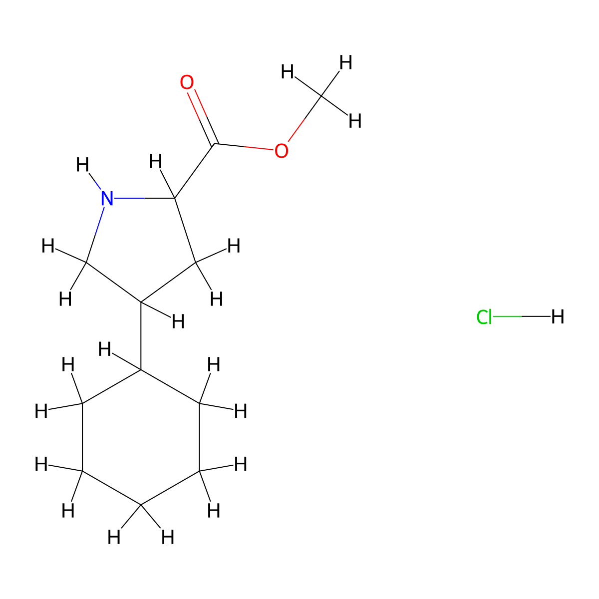 Methyl 4-cyclohexylpyrrolidine-2-carboxylate hydrochloride molecular structure, CAS 1354950-31-4