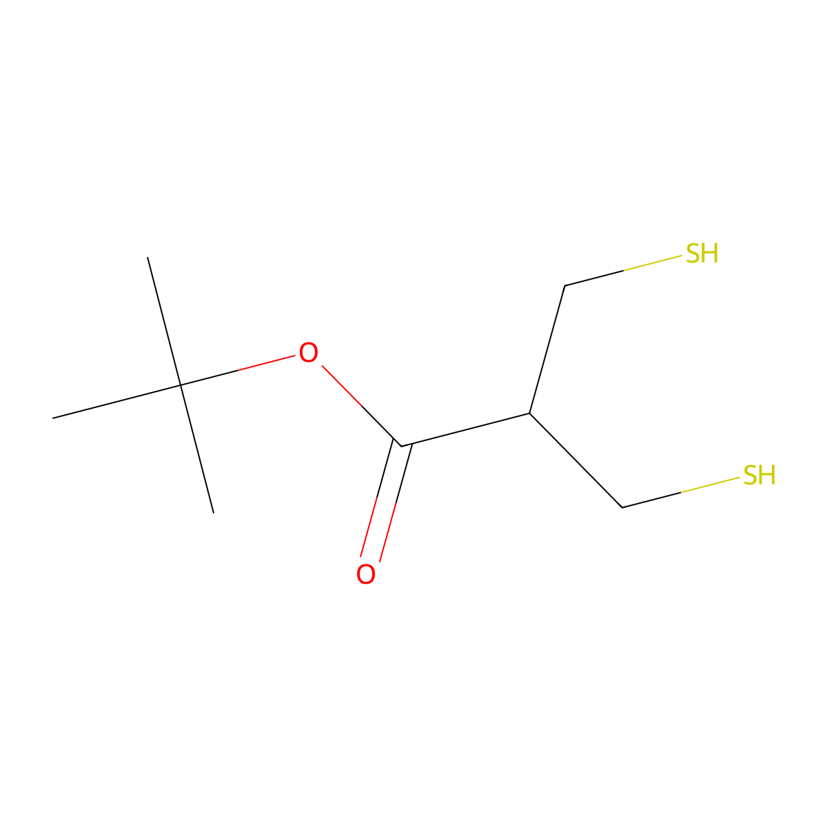Tert-butyl 3-sulfanyl-2-(sulfanylmethyl)propanoate molecular structure, CAS 1354950-48-3