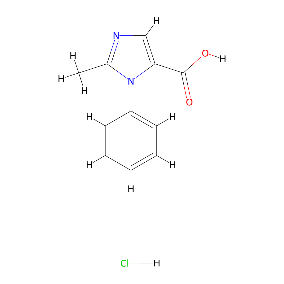 2-methyl-1-phenyl-1H-imidazole-5-carboxylic acid hydrochloride molecular structure, CAS 1354950-55-2