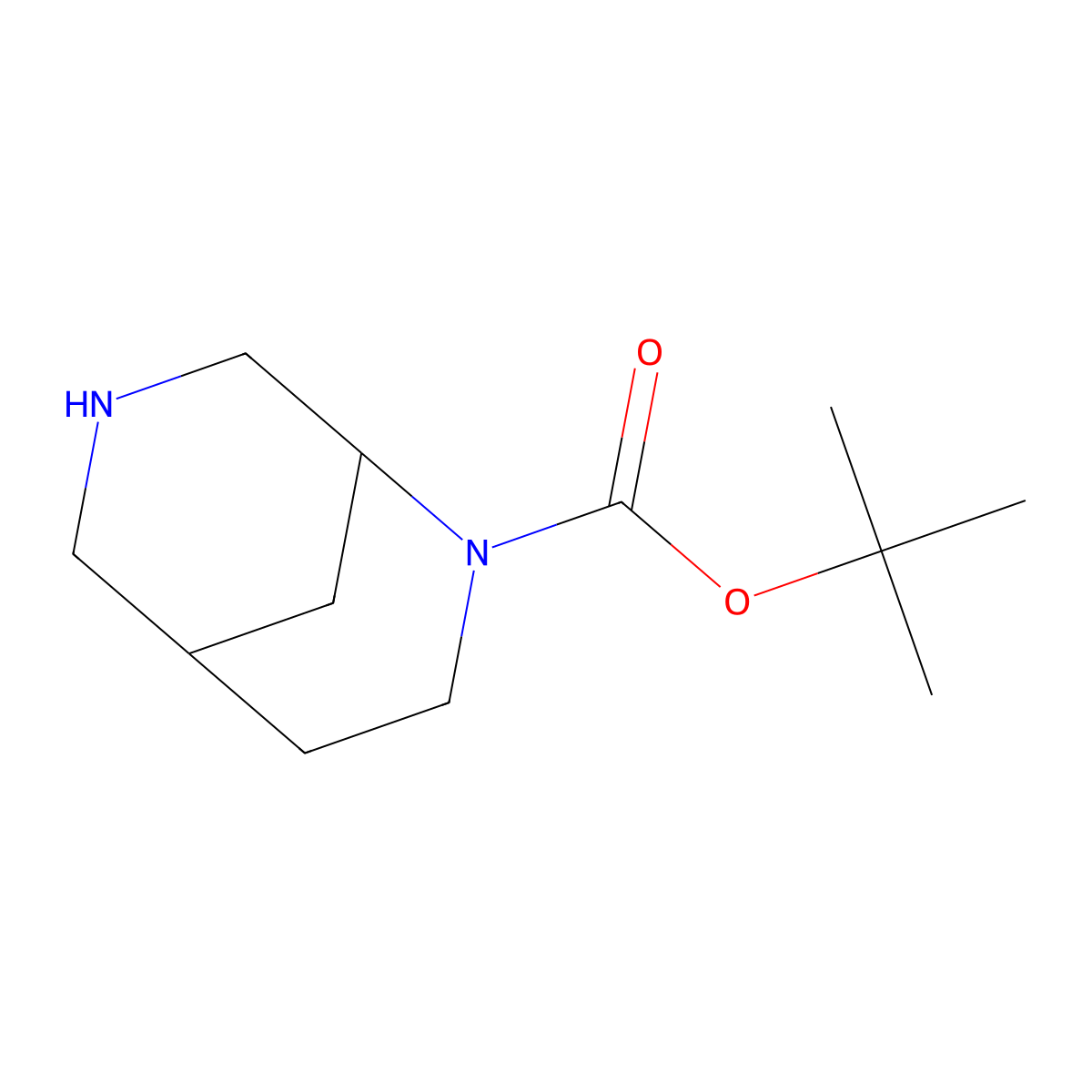 Tert-butyl 2,7-diazabicyclo[3.3.1]nonane-2-carboxylate molecular structure, CAS 1354950-59-6