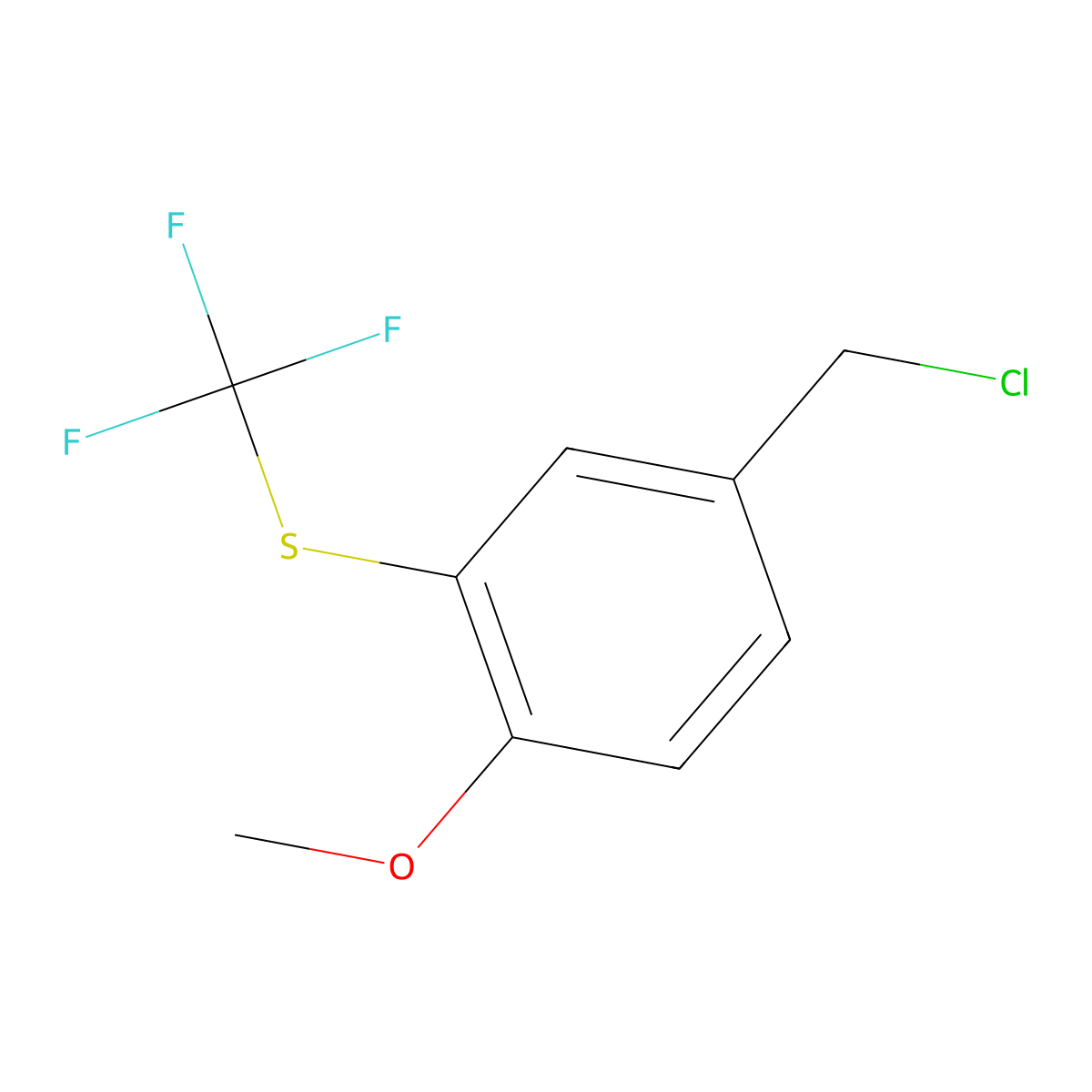 4-(Chloromethyl)-1-methoxy-2-((trifluoromethyl)sulfanyl)benzene molecular structure, CAS 1354950-66-5