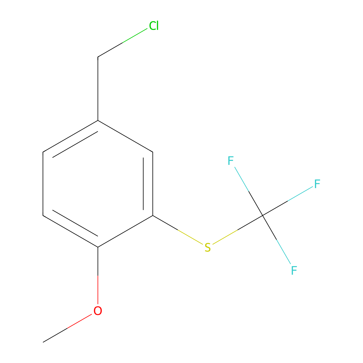 4-(Chloromethyl)-1-methoxy-2-((trifluoromethyl)sulfanyl)benzene molecular structure, CAS 1354950-66-5