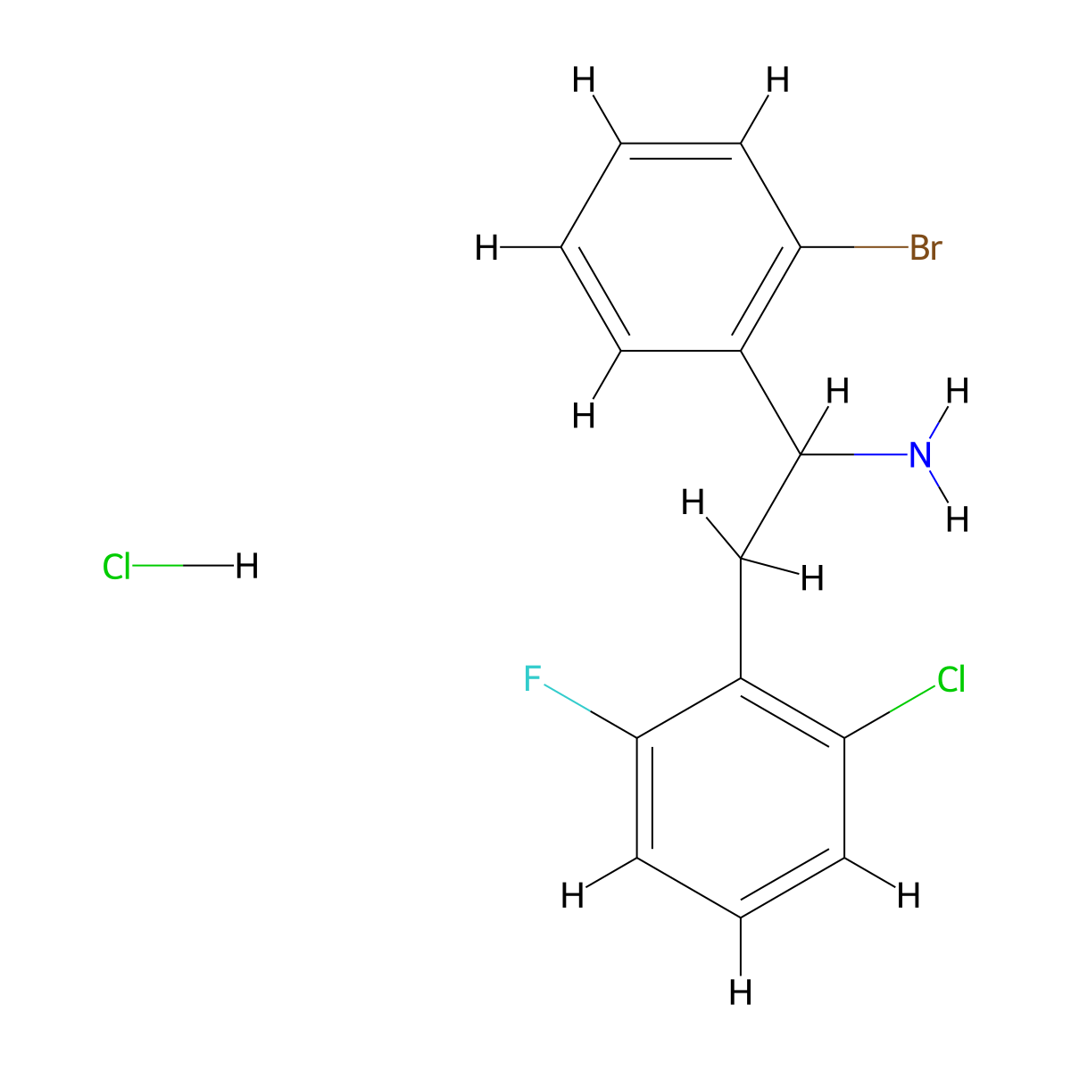1-(2-Bromophenyl)-2-(2-chloro-6-fluorophenyl)ethan-1-amine hydrochloride molecular structure, CAS 1354950-71-2