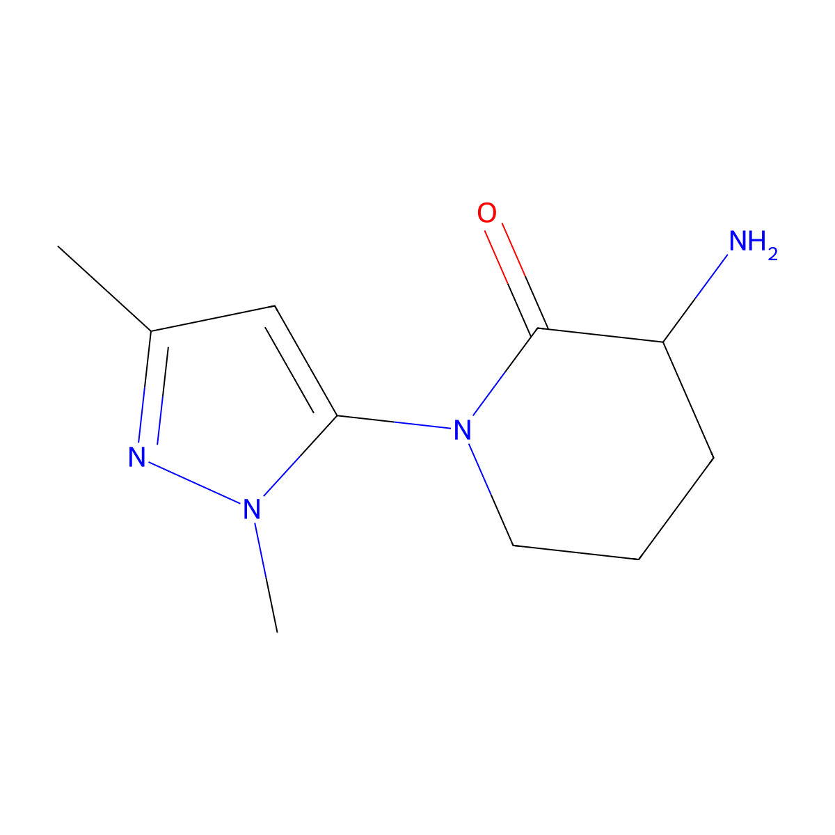 2-Piperidinone, 3-amino-1-(1,3-dimethyl-1H-pyrazol-5-yl)- molecular structure, CAS 1354950-73-4