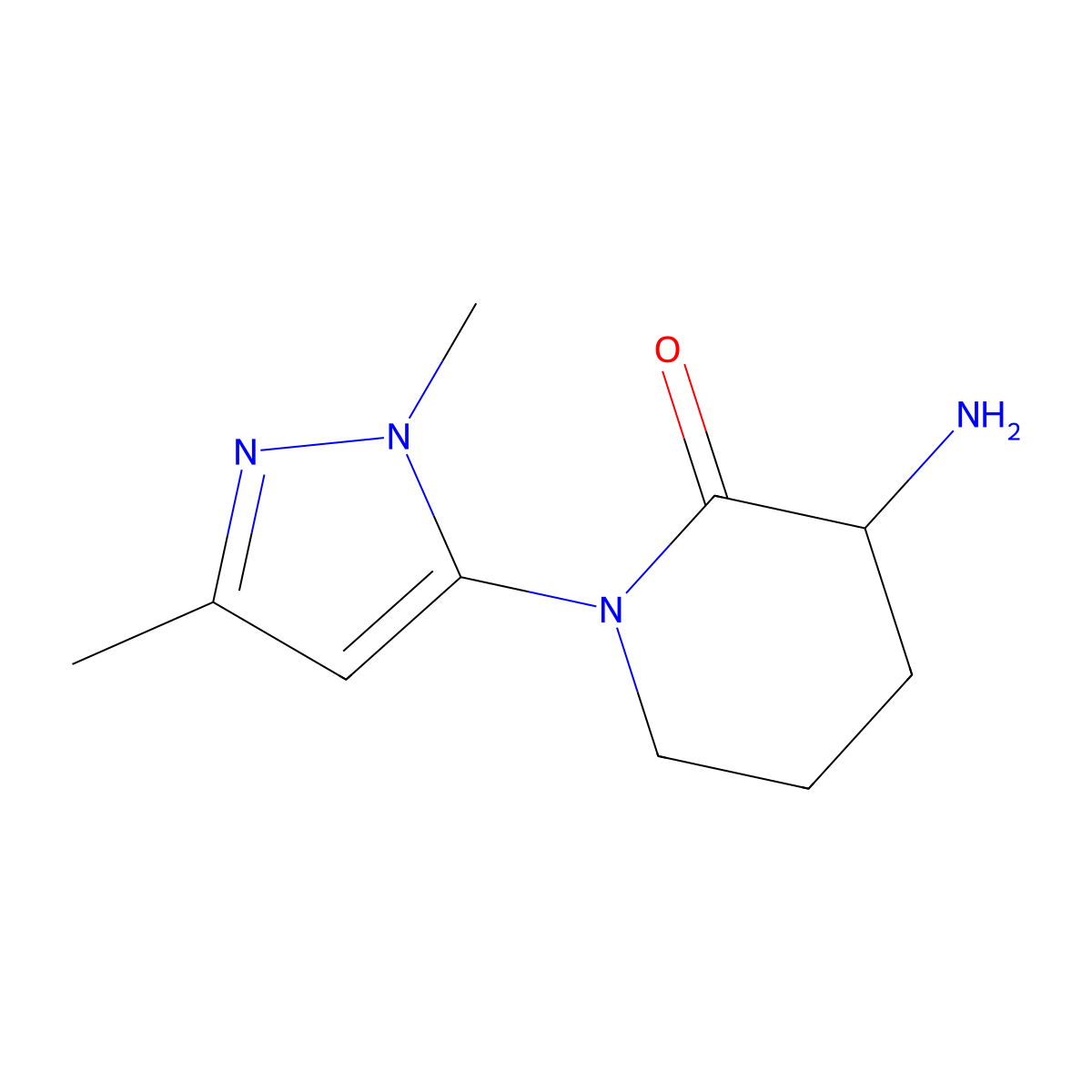 2-Piperidinone, 3-amino-1-(1,3-dimethyl-1H-pyrazol-5-yl)- molecular structure, CAS 1354950-73-4