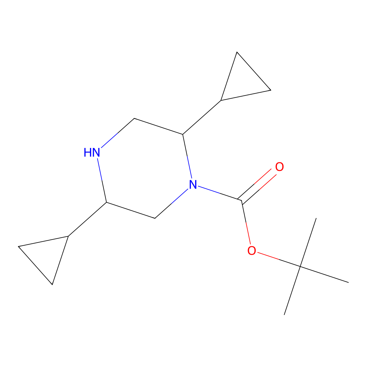 Tert-butyl 2,5-dicyclopropylpiperazine-1-carboxylate molecular structure, CAS 1354950-75-6