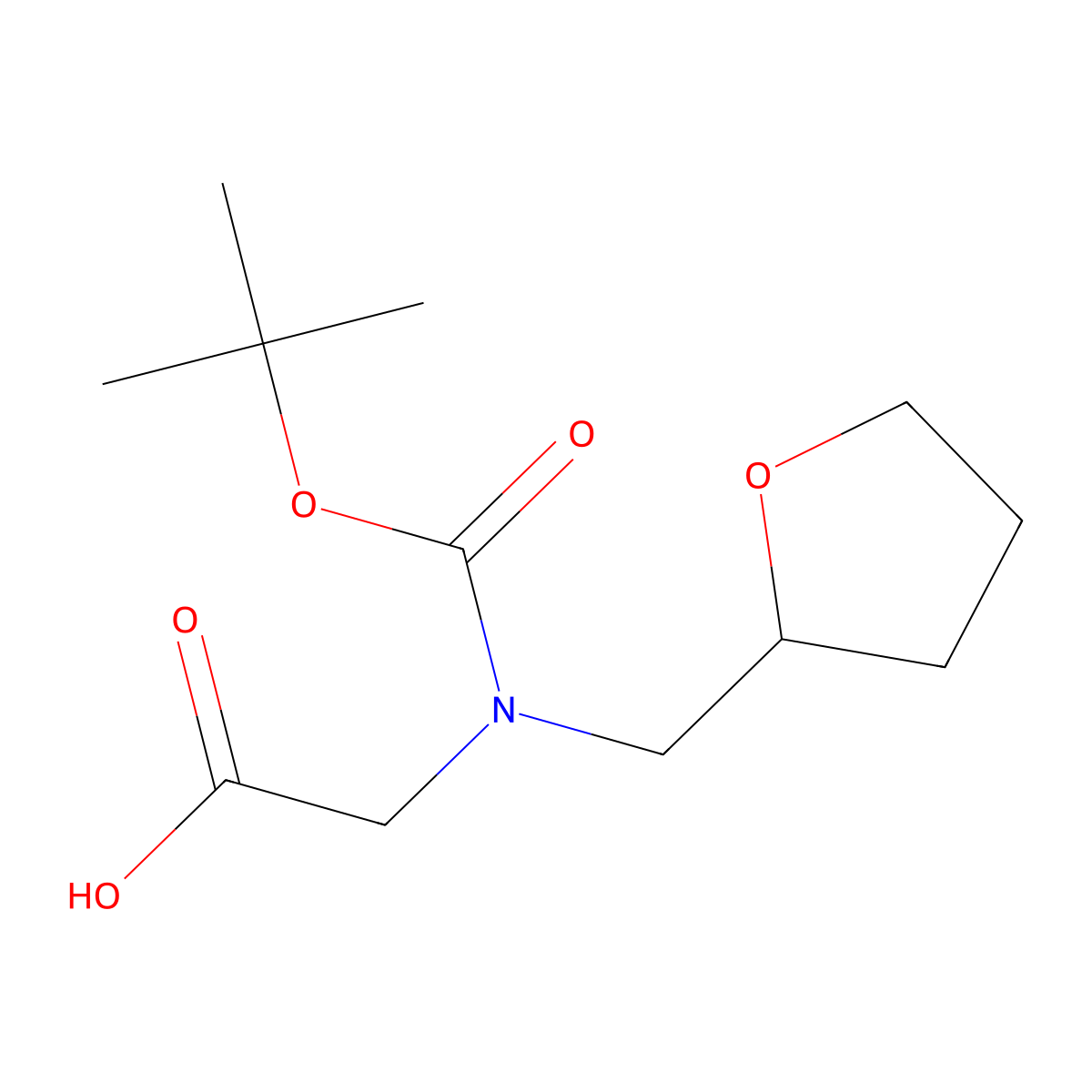 2-(((Tert-butoxy)carbonyl)((oxolan-2-yl)methyl)amino)acetic acid molecular structure, CAS 1354950-76-7