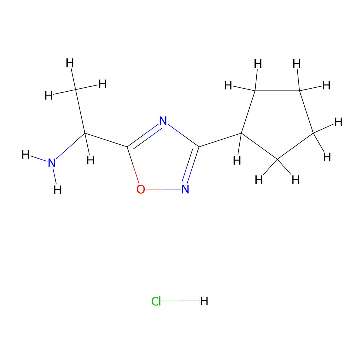 1-(3-Cyclopentyl-1,2,4-oxadiazol-5-yl)ethan-1-amine hydrochloride molecular structure, CAS 1354950-77-8