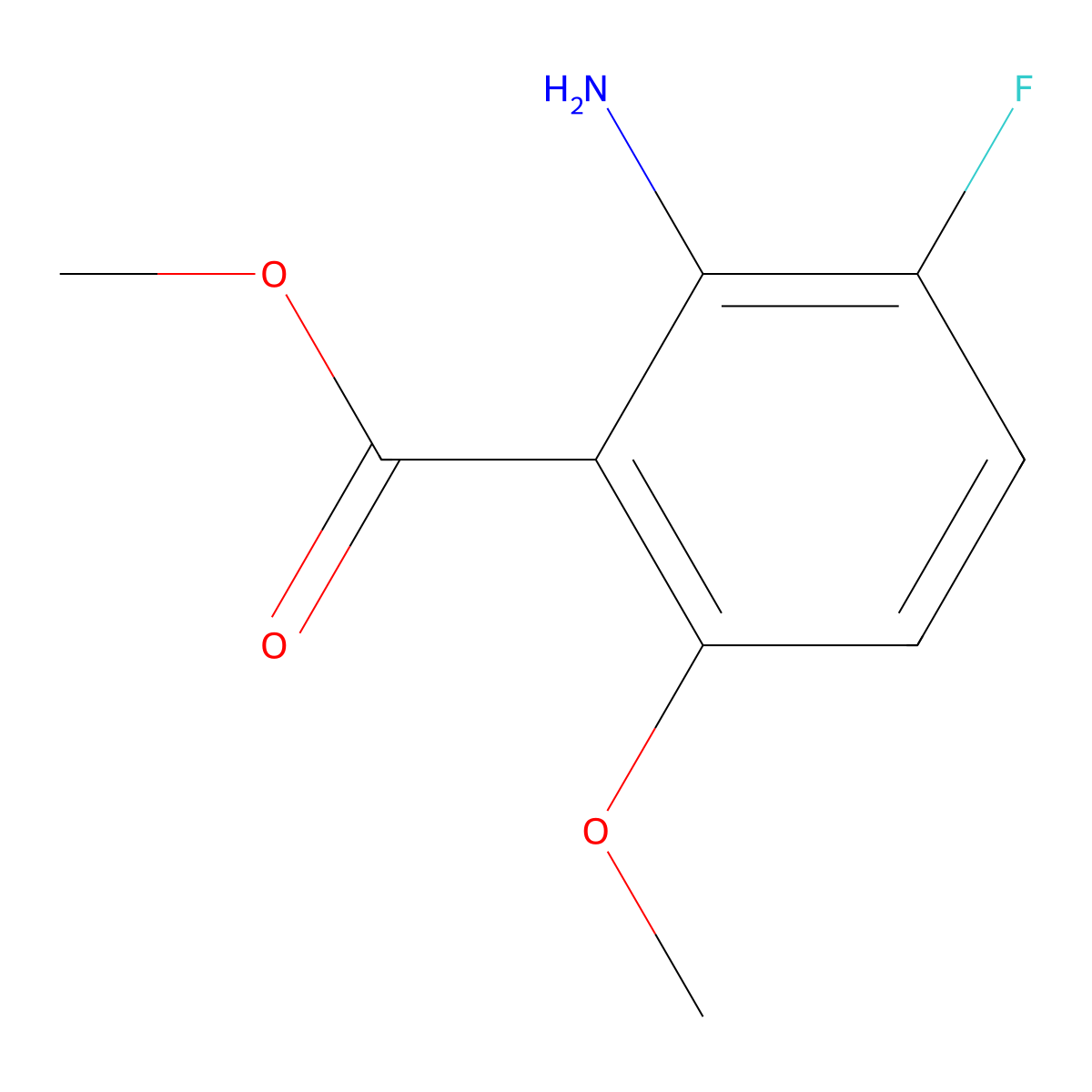 Methyl 2-amino-3-fluoro-6-methoxybenzoate molecular structure, CAS 1354950-80-3