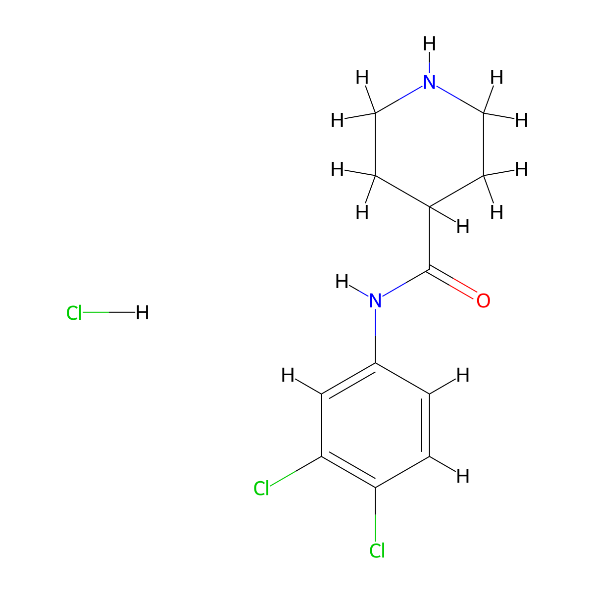 N-(3,4-dichlorophenyl)piperidine-4-carboxamide hydrochloride molecular structure, CAS 1354950-84-7