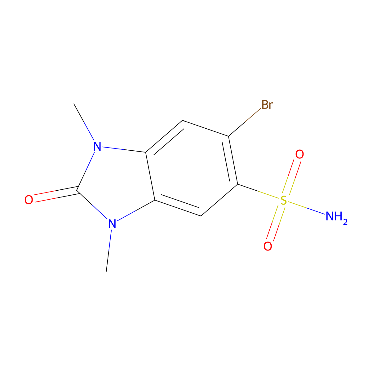 6-bromo-1,3-dimethyl-2-oxo-2,3-dihydro-1H-1,3-benzodiazole-5-sulfonamide molecular structure, CAS 1354950-91-6