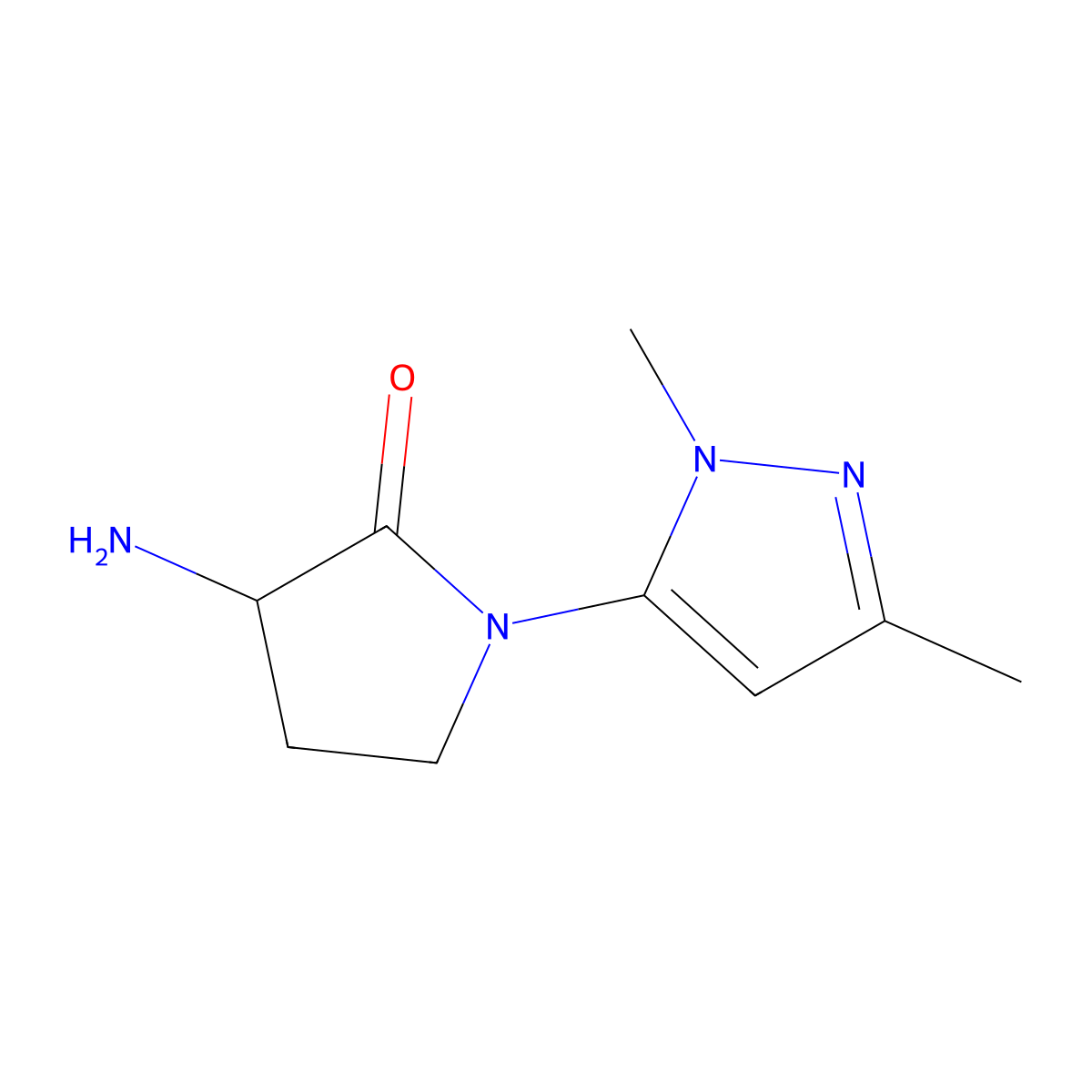 3-amino-1-(1,3-dimethyl-1H-pyrazol-5-yl)pyrrolidin-2-one molecular structure, CAS 1354950-92-7
