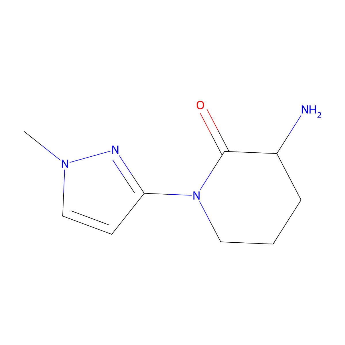 2-Piperidinone, 3-amino-1-(1-methyl-1H-pyrazol-3-yl)- molecular structure, CAS 1354951-01-1