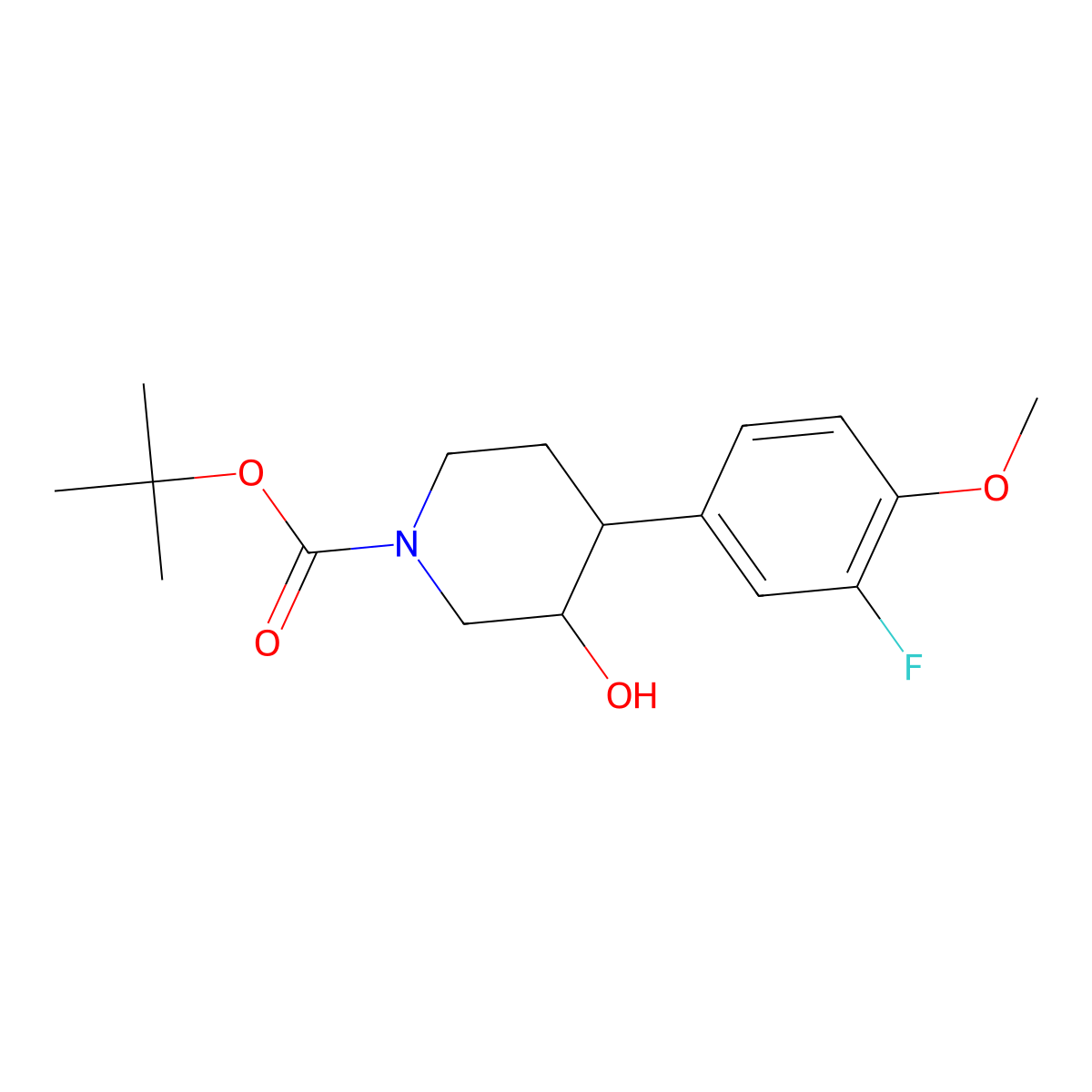 Tert-butyl 4-(3-fluoro-4-methoxyphenyl)-3-hydroxypiperidine-1-carboxylate molecular structure, CAS 1354951-11-3