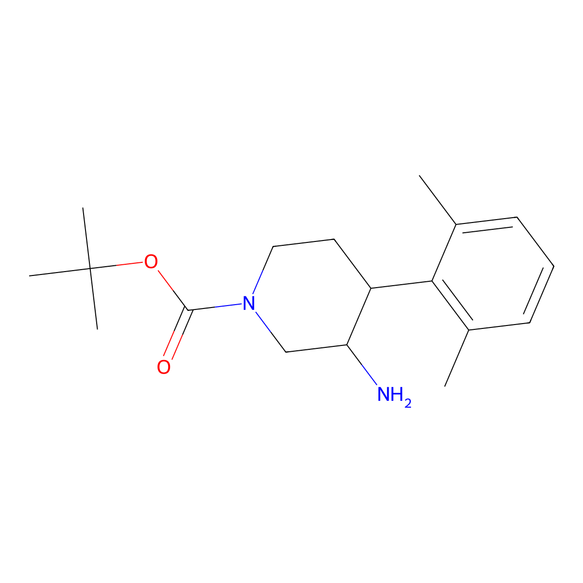 Tert-butyl 3-amino-4-(2,6-dimethylphenyl)piperidine-1-carboxylate molecular structure, CAS 1354951-18-0