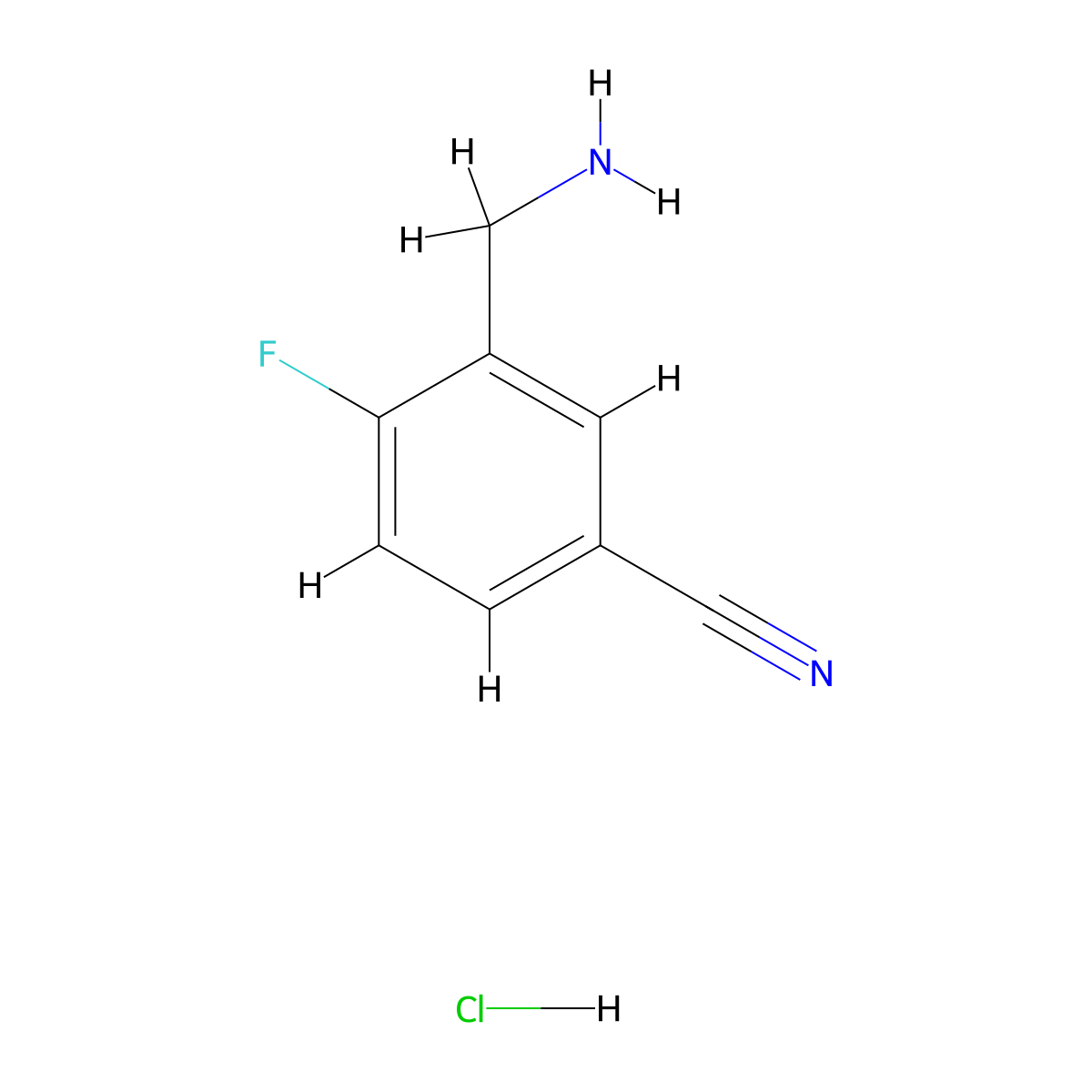 3-(Aminomethyl)-4-fluorobenzonitrile hydrochloride molecular structure, CAS 1354951-19-1