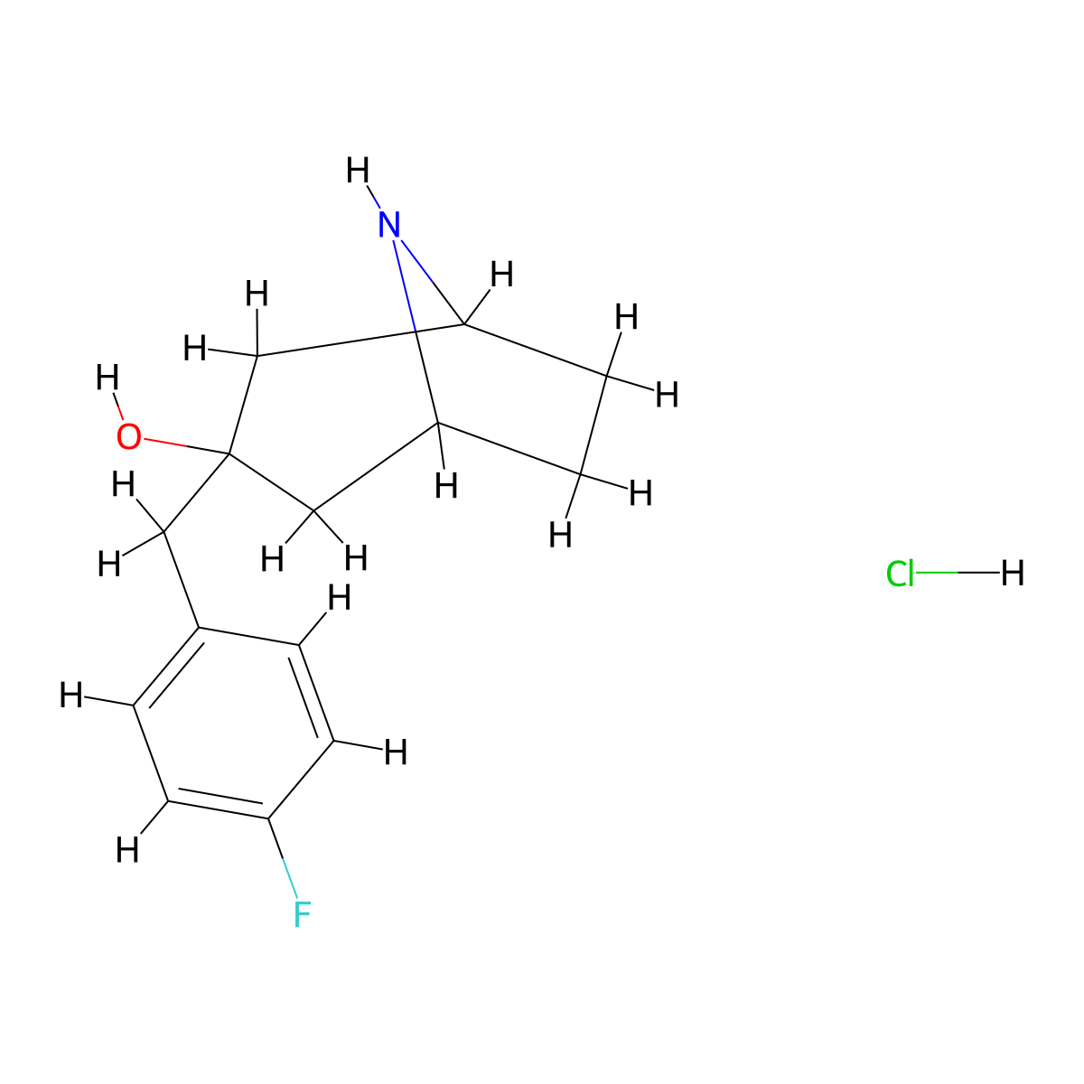 3-[(4-Fluorophenyl)methyl]-8-azabicyclo[3.2.1]octan-3-ol hydrochloride molecular structure, CAS 1354951-21-5