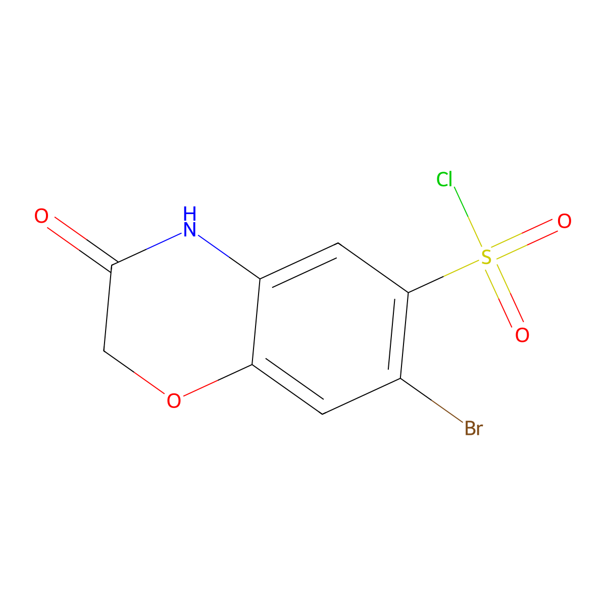 7-bromo-3-oxo-3,4-dihydro-2H-1,4-benzoxazine-6-sulfonyl chloride molecular structure, CAS 1354951-22-6
