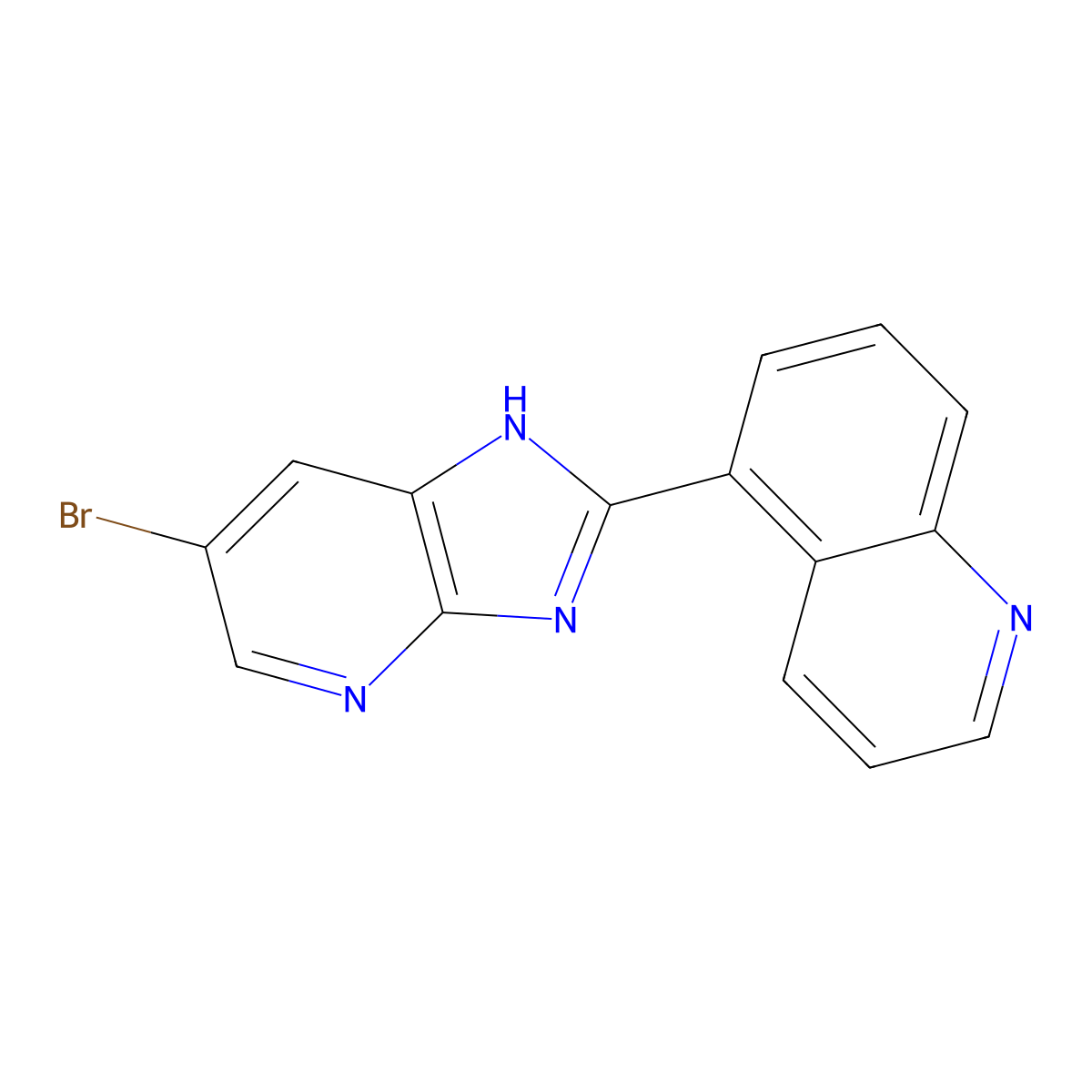5-{6-bromo-4H-imidazo[4,5-b]pyridin-2-yl}quinoline molecular structure, CAS 1354951-32-8
