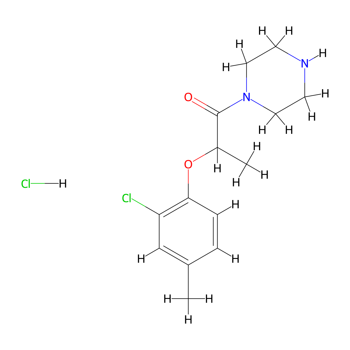 2-(2-Chloro-4-methylphenoxy)-1-(piperazin-1-yl)propan-1-one hydrochloride molecular structure, CAS 1354951-44-2