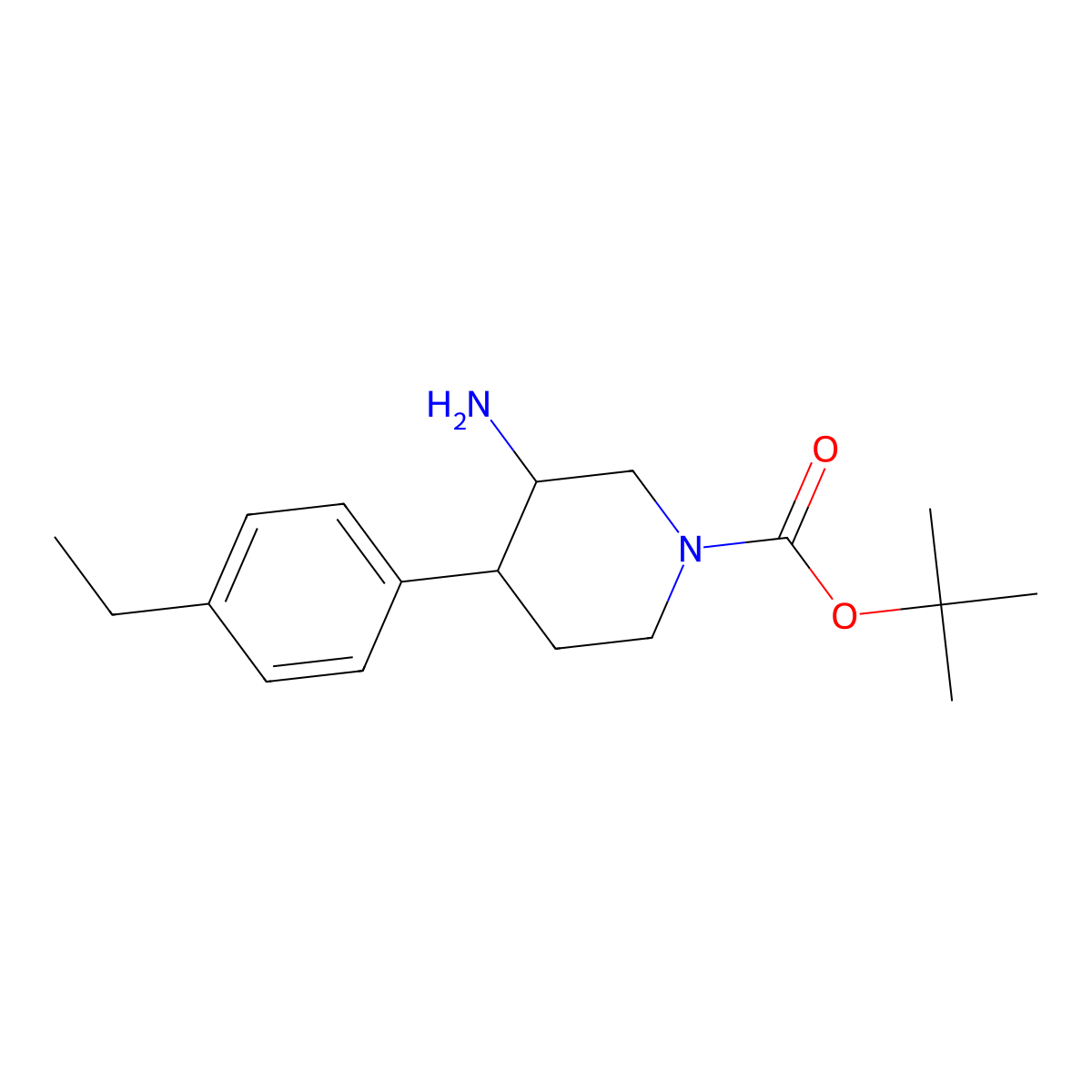Tert-butyl 3-amino-4-(4-ethylphenyl)piperidine-1-carboxylate molecular structure, CAS 1354951-47-5