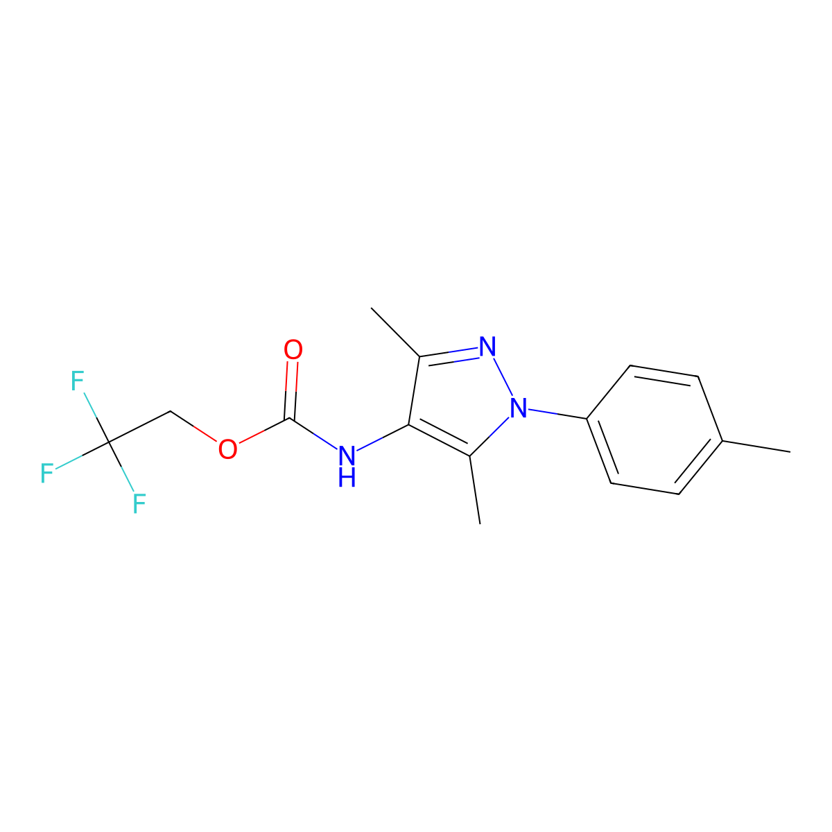2,2,2-trifluoroethyl N-[3,5-dimethyl-1-(4-methylphenyl)-1H-pyrazol-4-yl]carbamate molecular structure, CAS 1354951-52-2