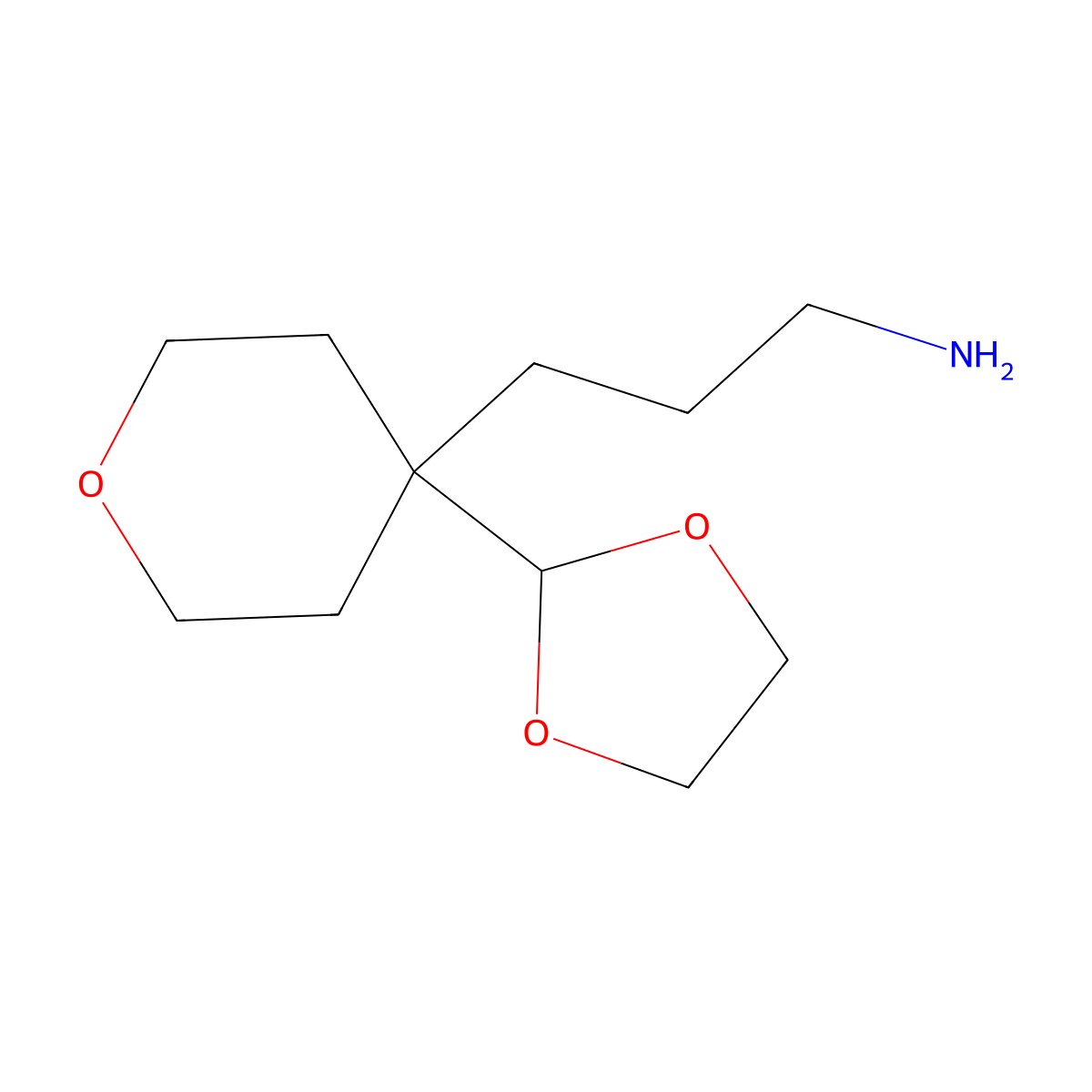 3-[4-(1,3-Dioxolan-2-yl)oxan-4-yl]propan-1-amine molecular structure, CAS 1354951-55-5