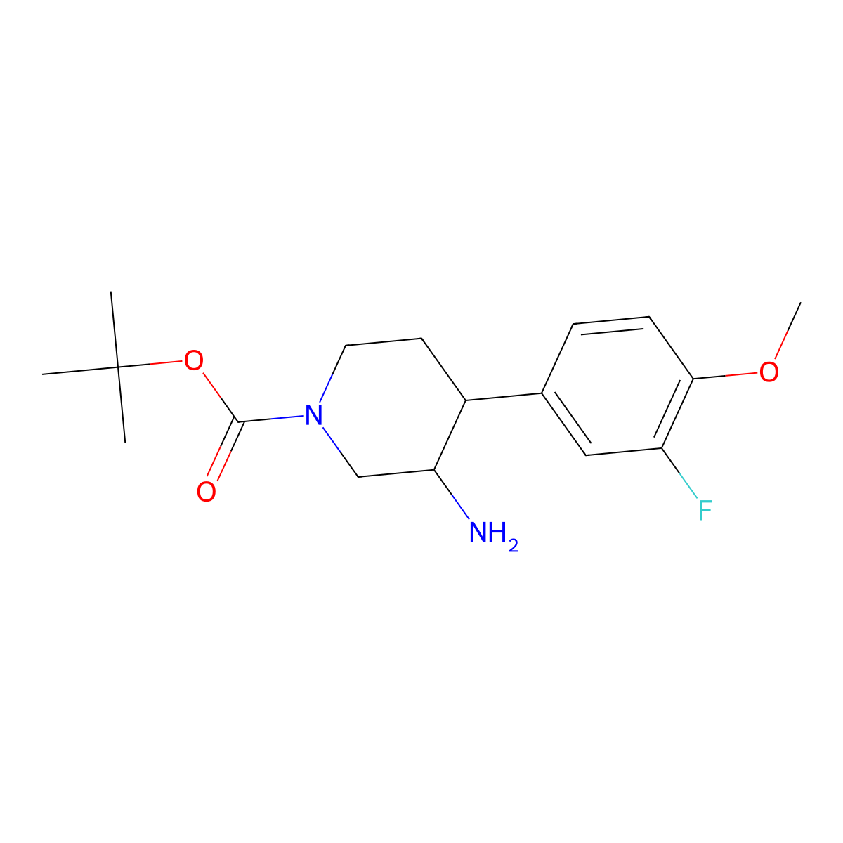 Tert-butyl 3-amino-4-(3-fluoro-4-methoxyphenyl)piperidine-1-carboxylate molecular structure, CAS 1354951-57-7