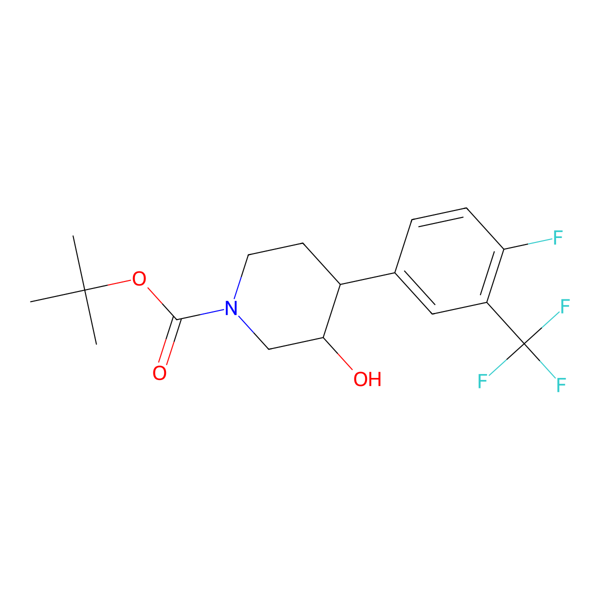 Tert-butyl 4-[4-fluoro-3-(trifluoromethyl)phenyl]-3-hydroxypiperidine-1-carboxylate molecular structure, CAS 1354951-59-9