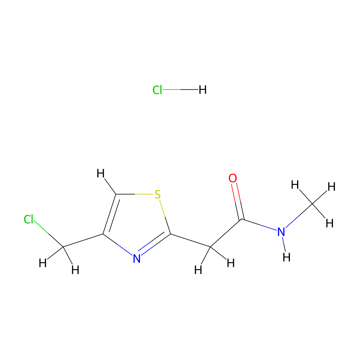 2-[4-(chloromethyl)-1,3-thiazol-2-yl]-N-methylacetamide hydrochloride molecular structure, CAS 1354951-61-3