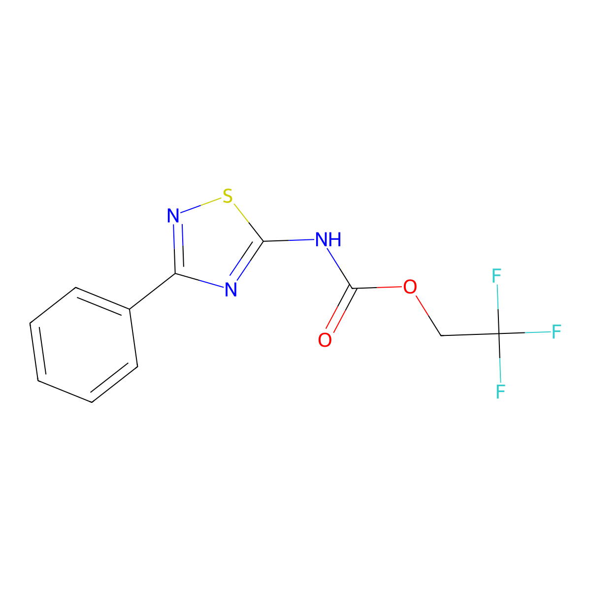 2,2,2-trifluoroethyl N-(3-phenyl-1,2,4-thiadiazol-5-yl)carbamate molecular structure, CAS 1354951-62-4
