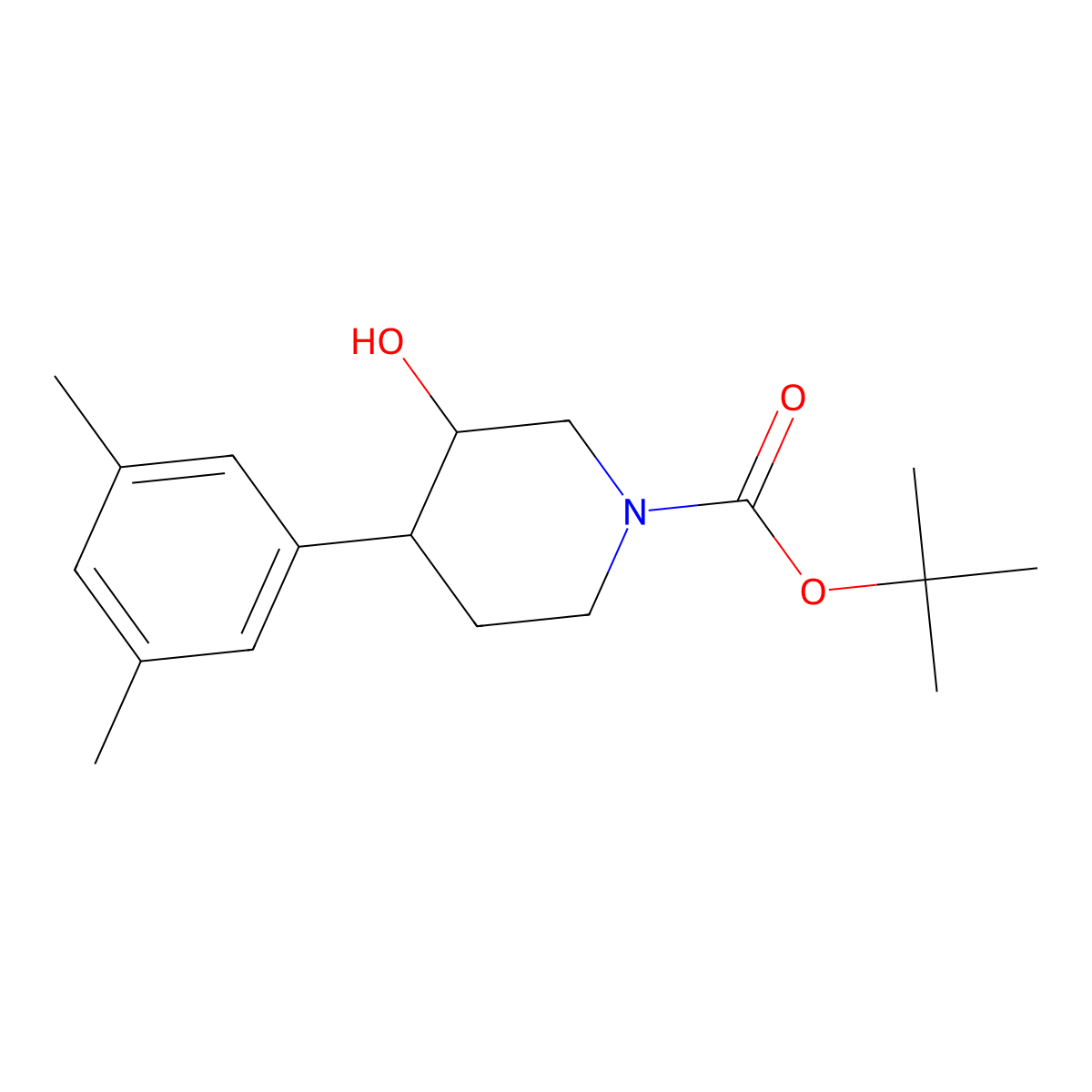 Tert-butyl 4-(3,5-dimethylphenyl)-3-hydroxypiperidine-1-carboxylate molecular structure, CAS 1354951-64-6