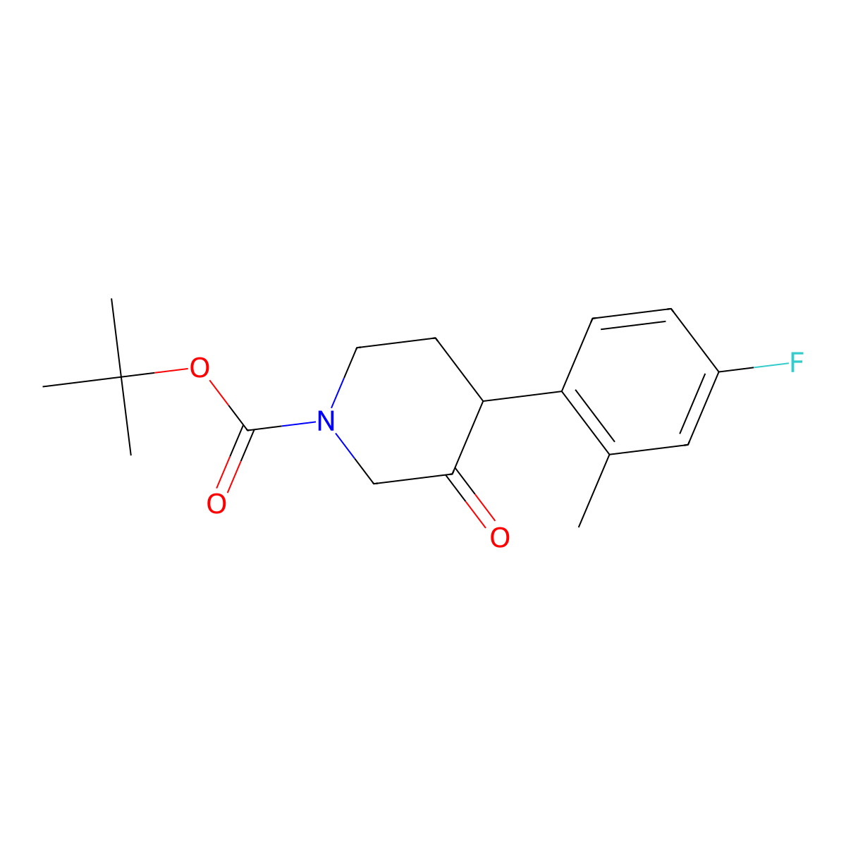 Tert-butyl 4-(4-fluoro-2-methylphenyl)-3-oxopiperidine-1-carboxylate molecular structure, CAS 1354951-71-5