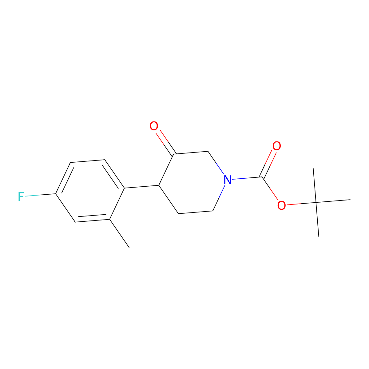 Tert-butyl 4-(4-fluoro-2-methylphenyl)-3-oxopiperidine-1-carboxylate molecular structure, CAS 1354951-71-5