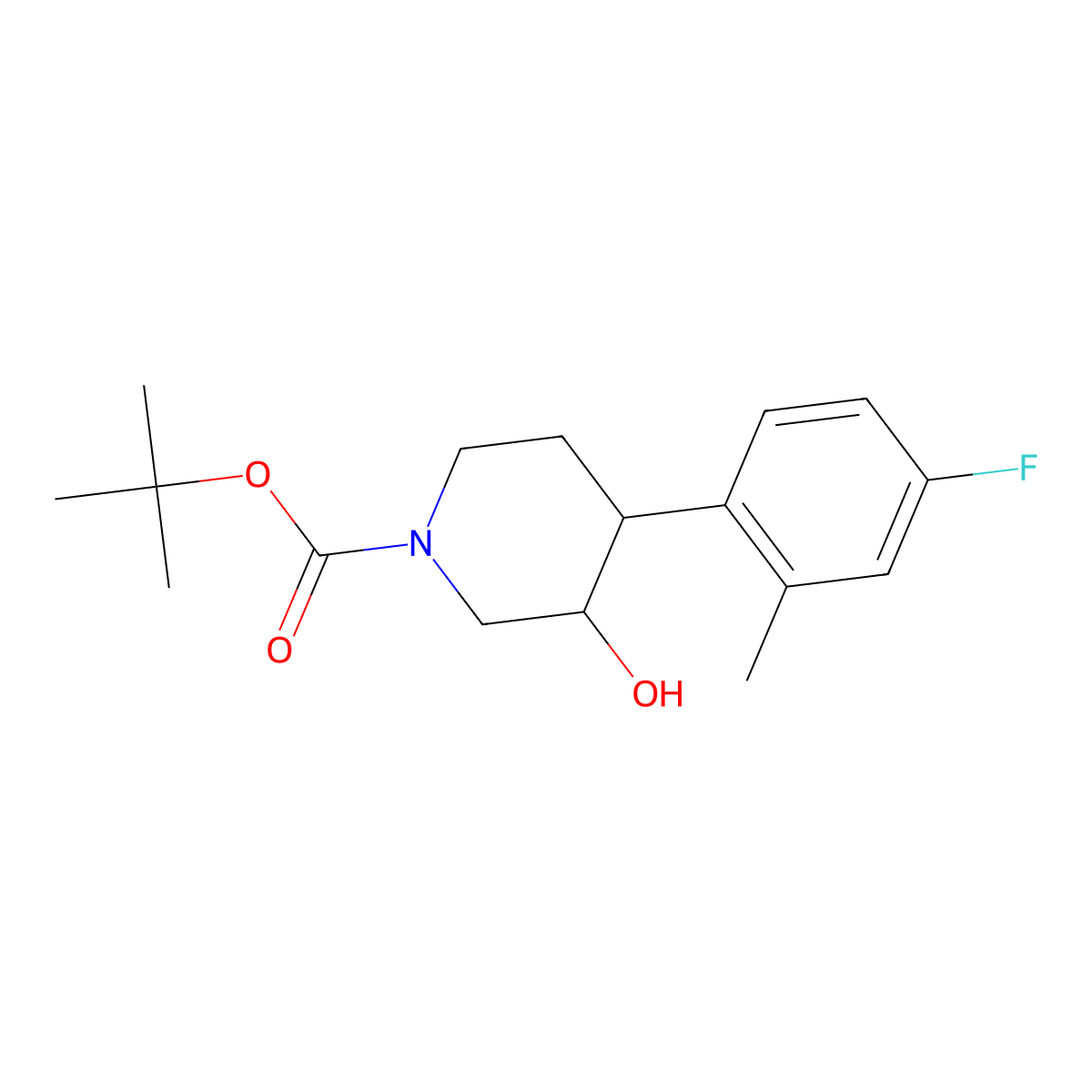 Tert-butyl 4-(4-fluoro-2-methylphenyl)-3-hydroxypiperidine-1-carboxylate molecular structure, CAS 1354951-72-6