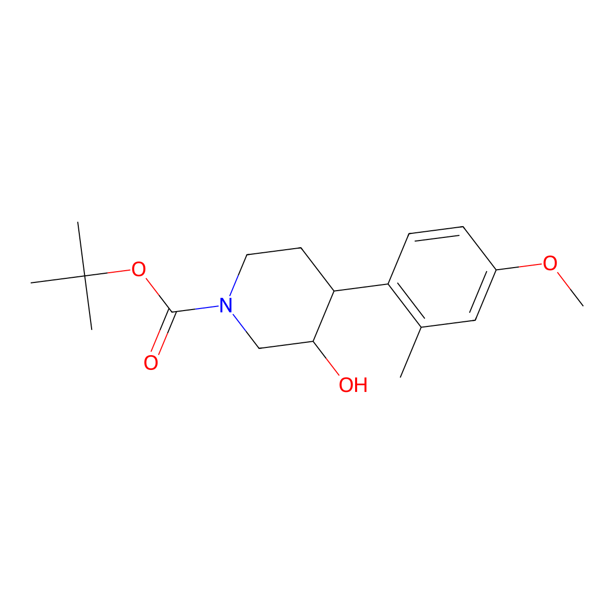 Tert-butyl 3-hydroxy-4-(4-methoxy-2-methylphenyl)piperidine-1-carboxylate molecular structure, CAS 1354951-77-1