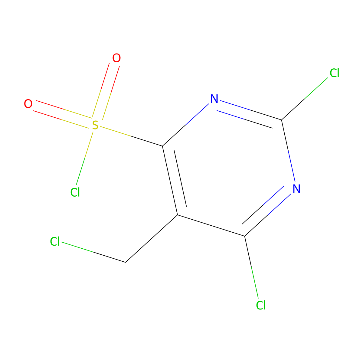 2,6-Dichloro-5-(chloromethyl)pyrimidine-4-sulfonyl chloride molecular structure, CAS 1354951-82-8