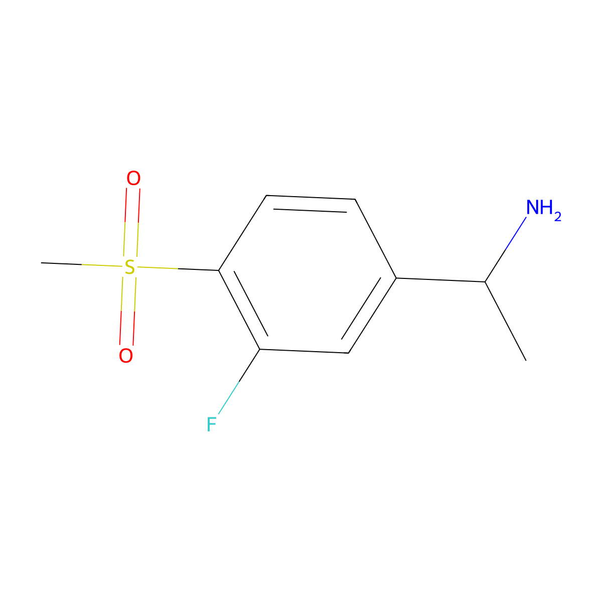 1-(3-Fluoro-4-methanesulfonylphenyl)ethan-1-amine molecular structure, CAS 1354951-90-8