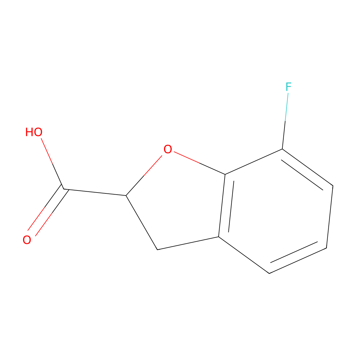 7-Fluoro-2,3-dihydro-1-benzofuran-2-carboxylic acid molecular structure, CAS 1354951-91-9
