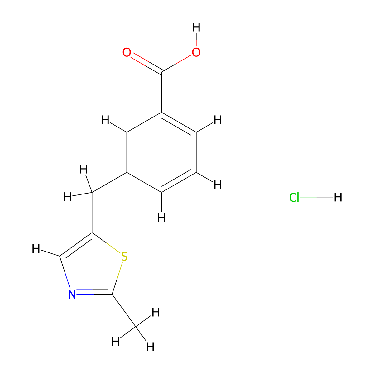 3-[(2-Methyl-1,3-thiazol-5-yl)methyl]benzoic acid hydrochloride molecular structure, CAS 1354951-94-2
