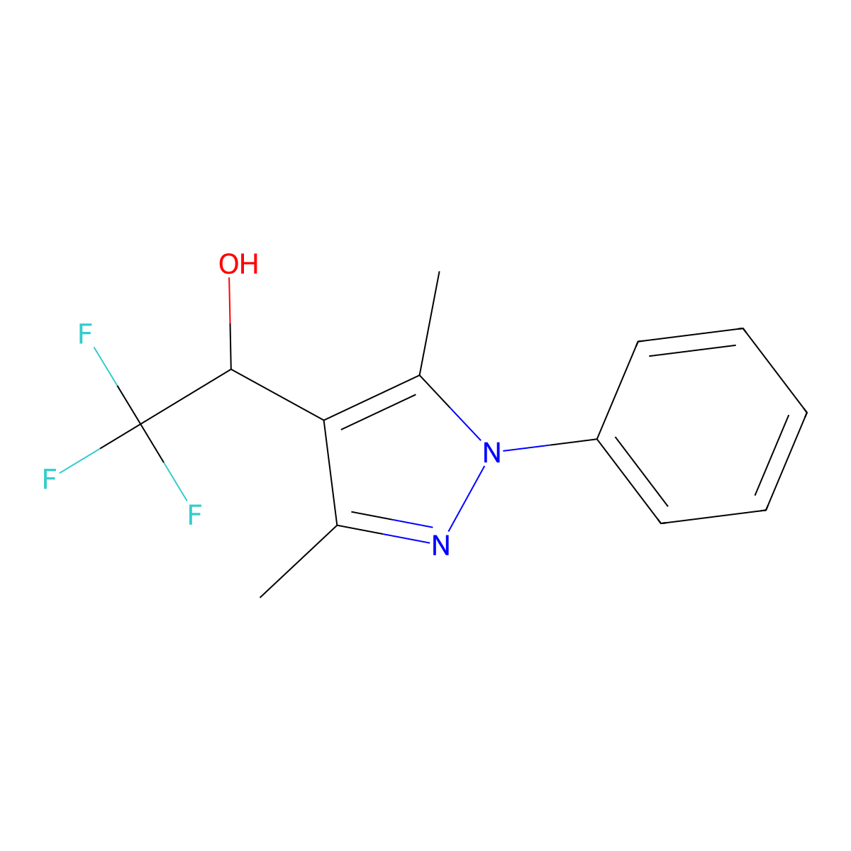 1-(3,5-dimethyl-1-phenyl-1H-pyrazol-4-yl)-2,2,2-trifluoroethan-1-ol molecular structure, CAS 1354951-96-4