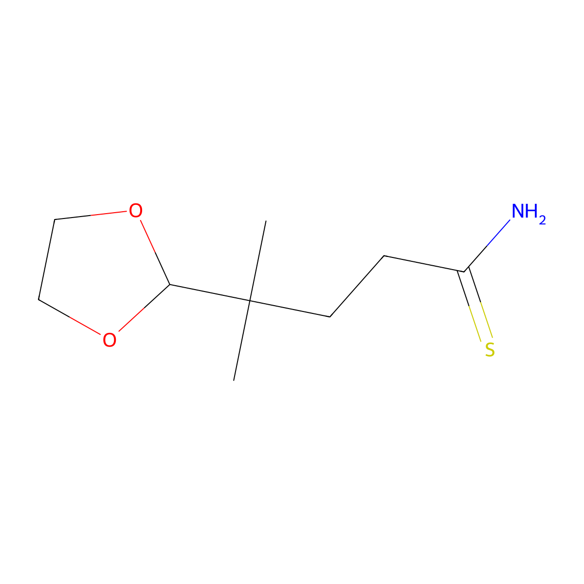 4-(1,3-Dioxolan-2-yl)-4-methylpentanethioamide molecular structure, CAS 1354951-99-7