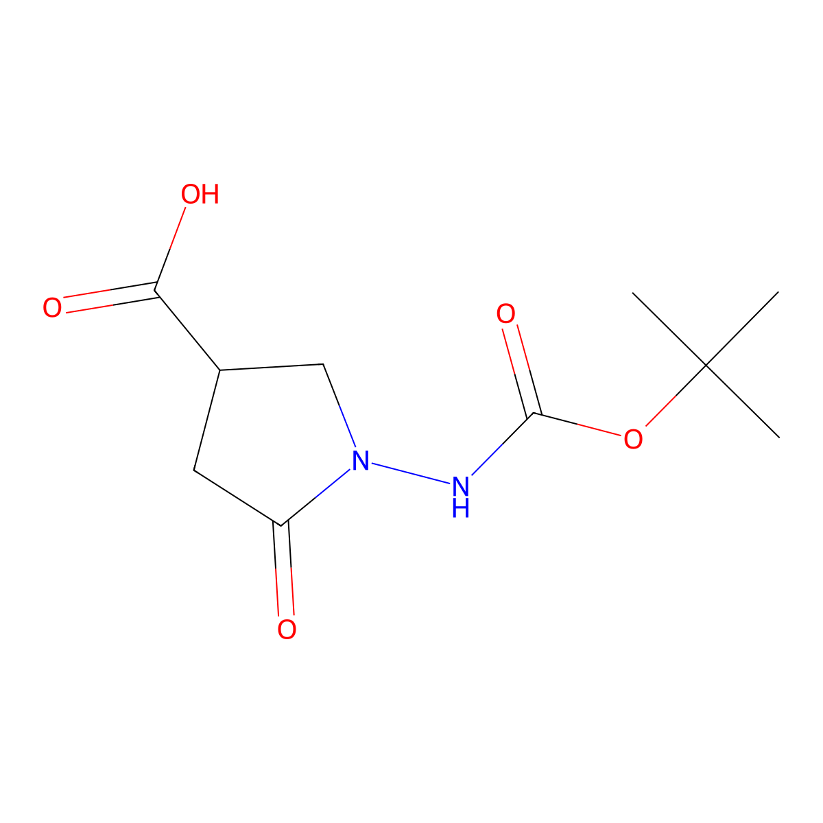 1-{[(Tert-butoxy)carbonyl]amino}-5-oxopyrrolidine-3-carboxylic acid molecular structure, CAS 1354952-07-0