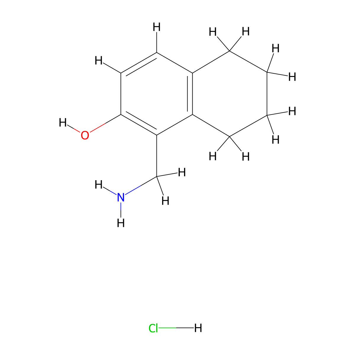 1-(Aminomethyl)-5,6,7,8-tetrahydronaphthalen-2-ol hydrochloride molecular structure, CAS 1354952-20-7