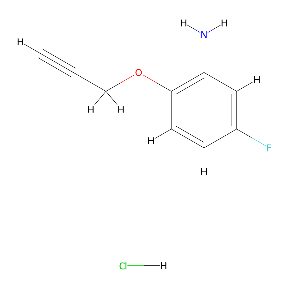 5-Fluoro-2-(prop-2-yn-1-yloxy)aniline hydrochloride molecular structure, CAS 1354952-23-0