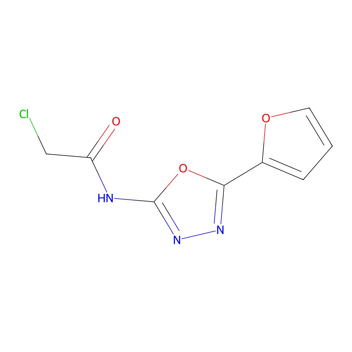2-chloro-N-[5-(furan-2-yl)-1,3,4-oxadiazol-2-yl]acetamide molecular structure, CAS 1354952-25-2